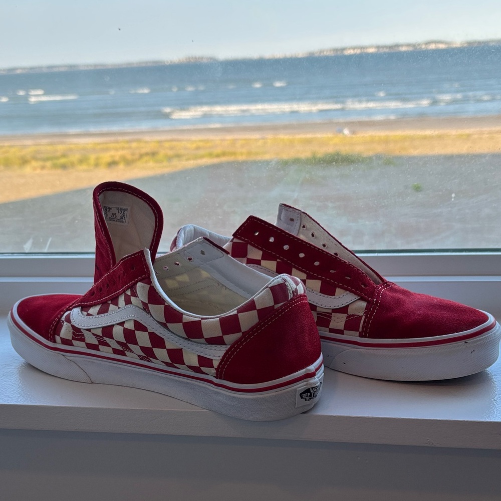 Vans Kids Red and White Checkered Sneakers
